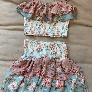 Floral skirt and top set